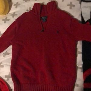 Boys red half zip polo sweater